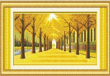 Tranh thêu chữ thập rừng lá vàng: Nét đẹp quyến rũ của mùa thu