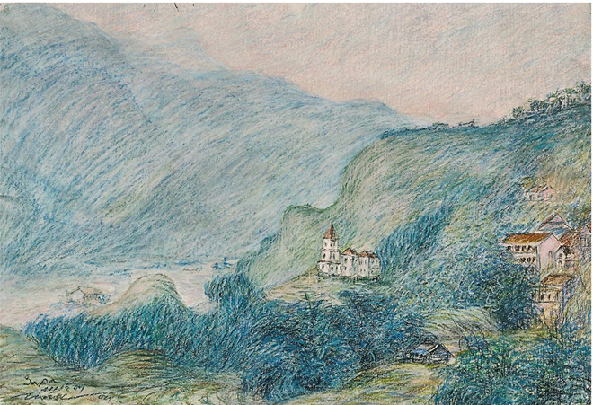 Thái Tĩnh vẽ tranh phong cảnh miền núi