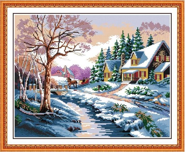 Vẽ tranh phong cảnh mùa đông ấn tượng 