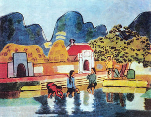 Bức tranh phong cảnh Sài Sơn của Nguyễn Tiến Chung