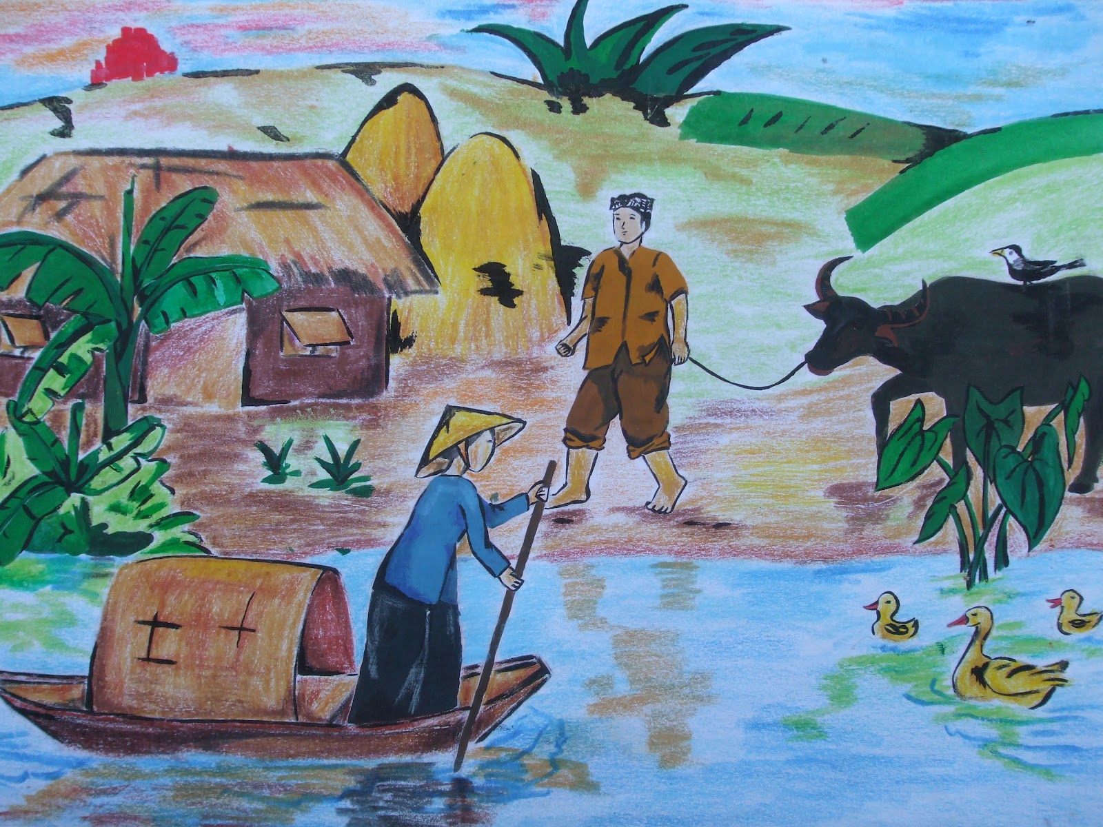 Vẽ tranh đề tài phong cảnh quê hương em lớp 6