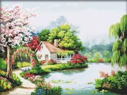 Vẽ tranh đề tài phong cảnh mùa xuân rực rỡ