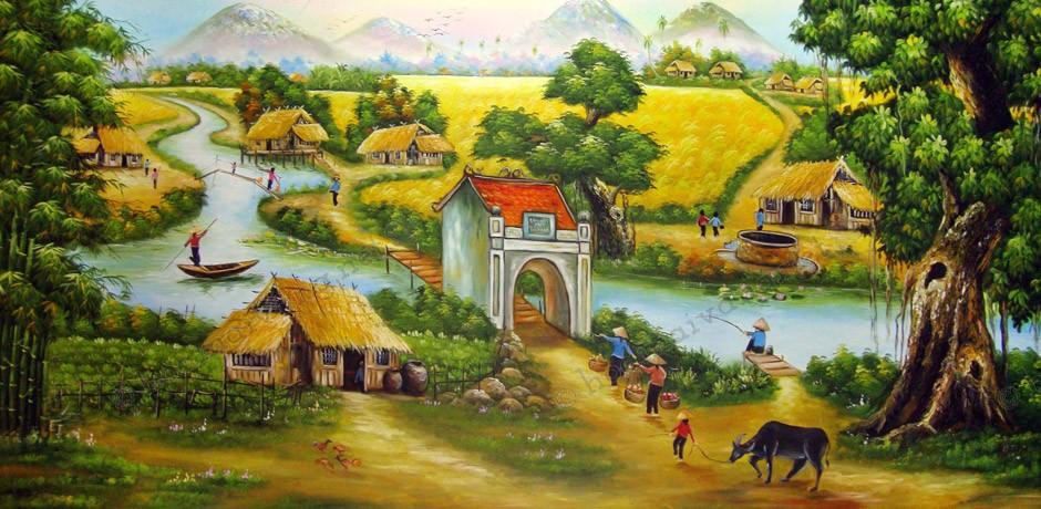 Những bức tranh sơn dầu cảnh đồng quê Việt Nam