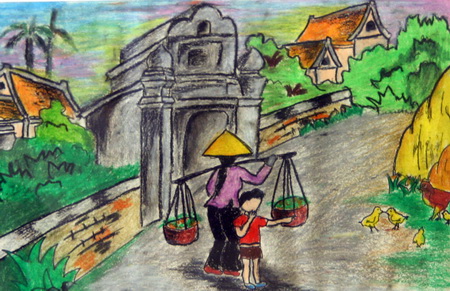 Vẽ tranh đề tài phong cảnh nông thôn của học sinh