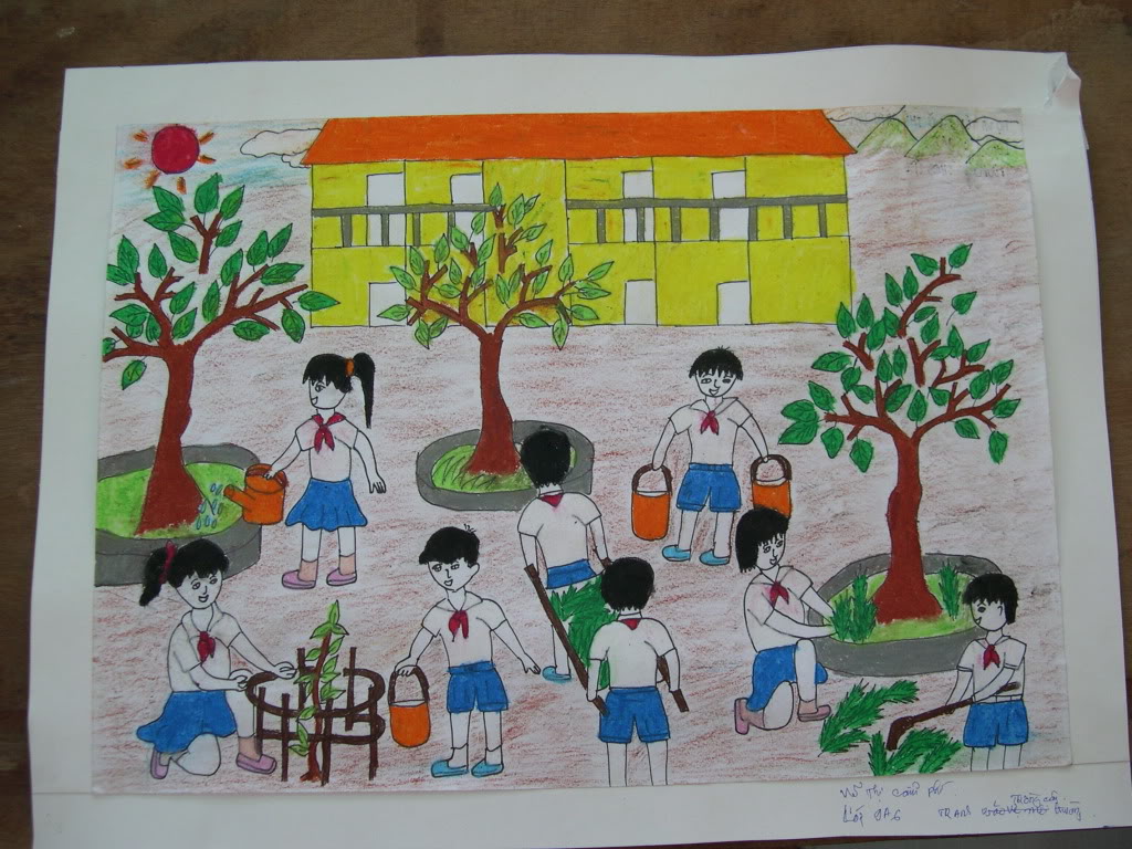 Giáo dục trẻ qua đề tài vẽ tranh phong cảnh trường em