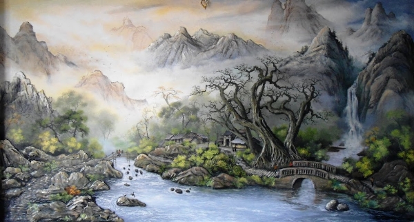 Top tranh phong cảnh sông núi một tấm cực đẹp  Tranh AmiA