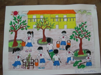 Giáo dục trẻ qua đề tài vẽ tranh phong cảnh trường em - hình ảnh