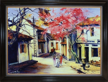 Nét đẹp xưa cổ của tranh sơn dầu phố cổ xứ Việt - hình ảnh