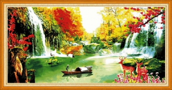 Bức tranh thêu thiên nhiên kỳ vĩ mang vẻ đẹp say đắm lòng người - hình ảnh