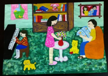 Các chủ đề vẽ tranh đề tài gia đình - hình ảnh
