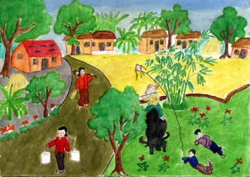 Các cuộc thi vẽ tranh phong cảnh quê hương em - hình ảnh