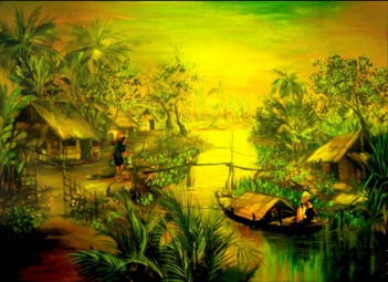 Cách vẽ tranh phong cảnh quê hương đẹp - hình ảnh