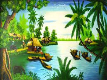 Cách vẽ tranh phong cảnh quê hương đơn giản - hình ảnh
