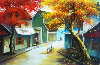 Nét đẹp xưa cổ của tranh sơn dầu phố cổ - hình ảnh