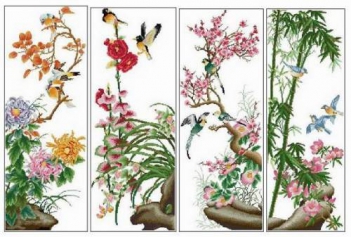 Ý nghĩa đặc biệt của tranh thêu chữ thập bộ 4 mùa - hình ảnh