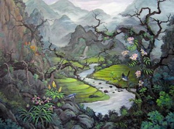 Vẽ tranh phong cảnh núi rừng Tây Bắc - hình ảnh