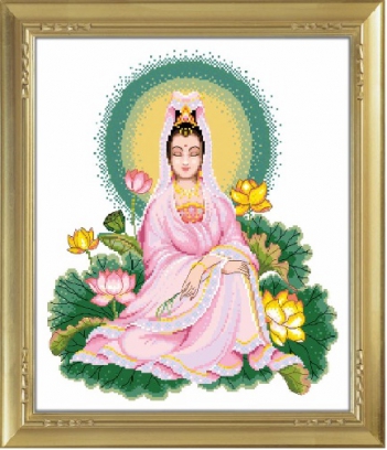 Ý nghĩa của tranh thêu chữ thập Quan Âm Bồ Tát - hình ảnh