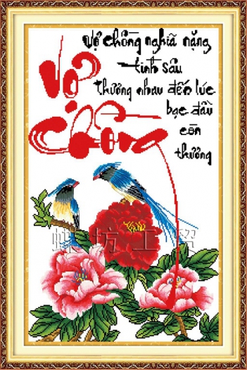 Những bộ tranh thêu chữ thập vợ chồng đẹp nhất - hình ảnh