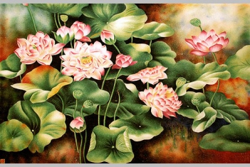 Ý nghĩa của những bức tranh nghệ thuật hoa sen - hình ảnh