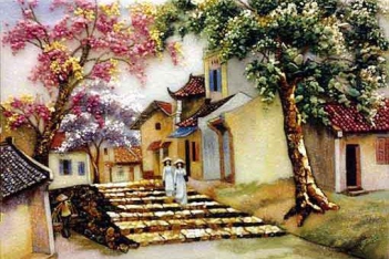Tranh đá quý phố cổ Hà Nội giá bao nhiêu? - hình ảnh