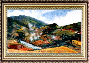 Tranh sơn dầu ruộng bậc thang: Nét đẹp của vùng Tây Bắc - hình ảnh