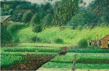 Thái Tĩnh vẽ tranh phong cảnh miền núi - hình ảnh