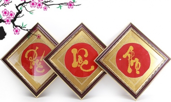 Tranh thêu chữ thập 3 chữ Phúc Lộc Thọ - hình ảnh