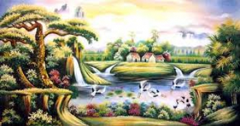 Tranh phong cảnh rừng núi trên tường tuyệt đẹp - hình ảnh