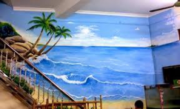 Vẽ tranh phong cảnh biển 3D trang trí nhà đẹp - hình ảnh