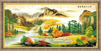 Tranh thêu chữ thập núi non hùng vĩ - hình ảnh