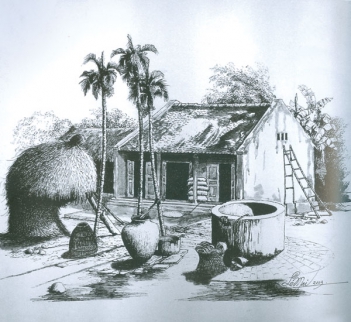 Vẽ tranh ký họa phong cảnh vùng quê - hình ảnh