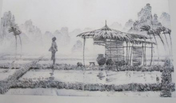 Vẽ tranh thiên nhiên đen trắng bằng bút chì - hình ảnh