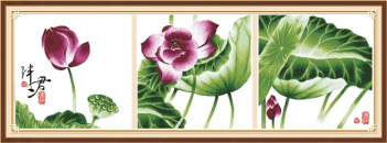 Vẻ đẹp của tranh thêu chữ thập hoa sen - hình ảnh