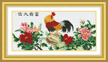Tranh thêu chữ thập phú quý đại cát - hình ảnh