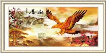 Tranh thêu chữ thập đại bàng tung cánh - hình ảnh