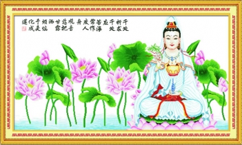 Tranh thêu chữ thập Mẹ Quan Âm đại từ đại bi - hình ảnh